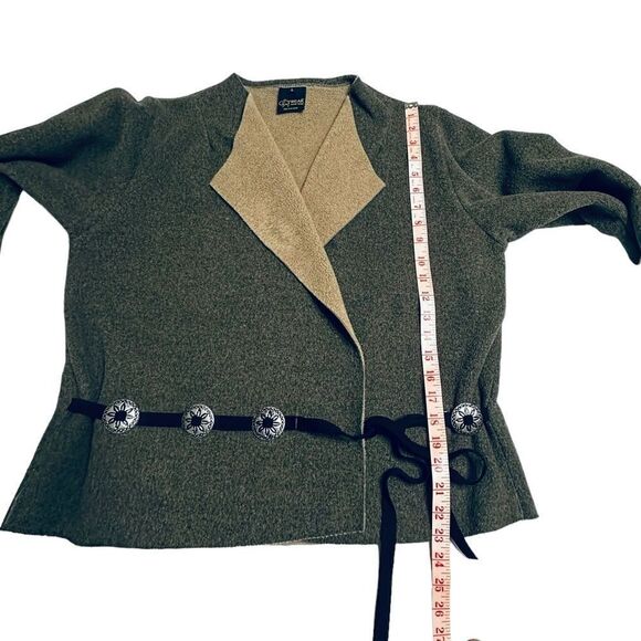 Catwear, Maine southwest boho wrap fleece cardigan - tan and green size large - Picture 10 of 10